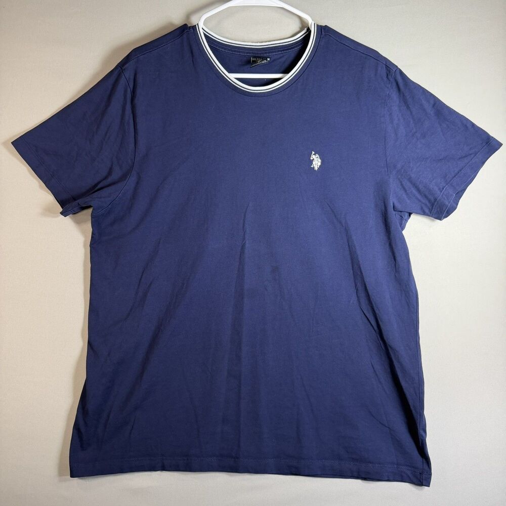 Polo Ralph Lauren Crew Neck Shirt White Pony 100% Cotton Navy Men’s Large